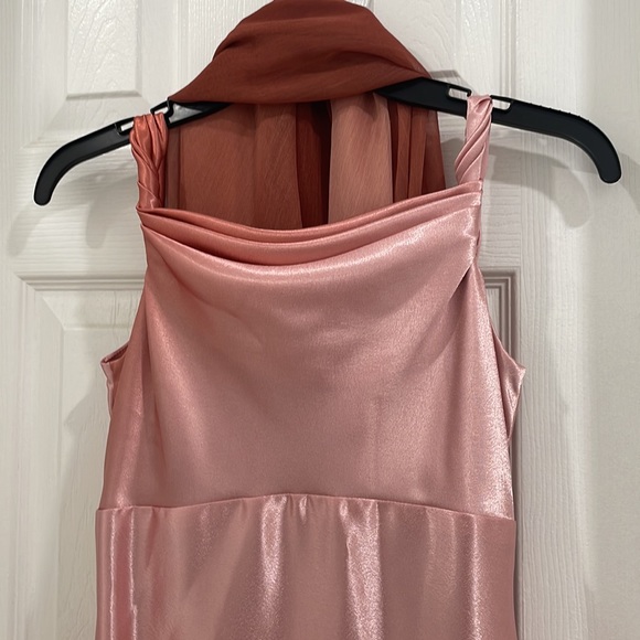 Glamorous one of a kind dress in shades of terracotta, pink, red size small - Picture 8 of 9